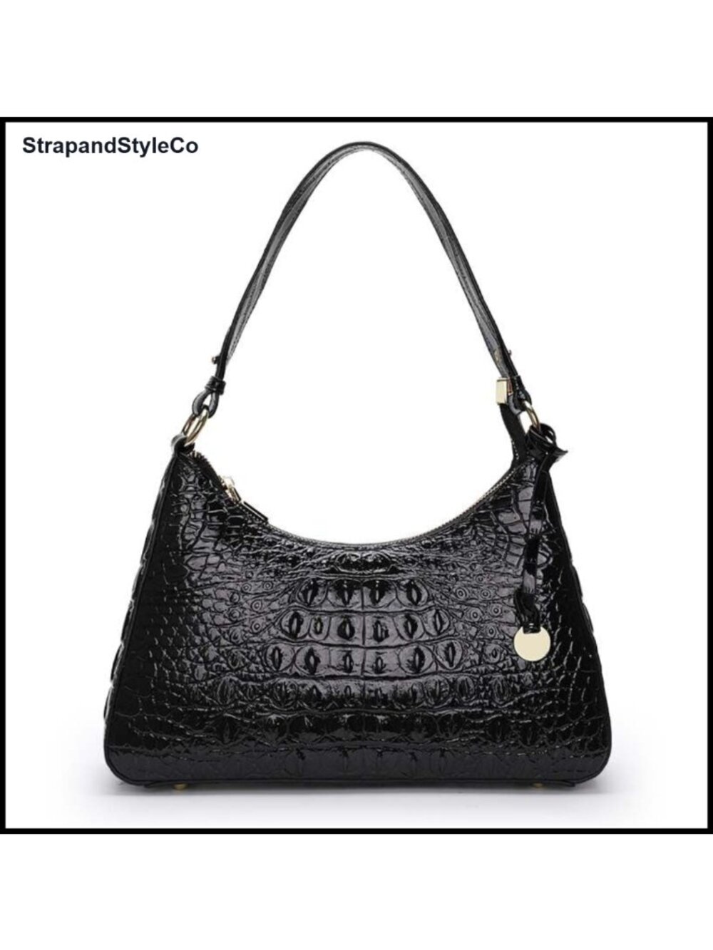 Genuine Leather Crocodile Embossed Crossbody Shoulder Bag Hobo